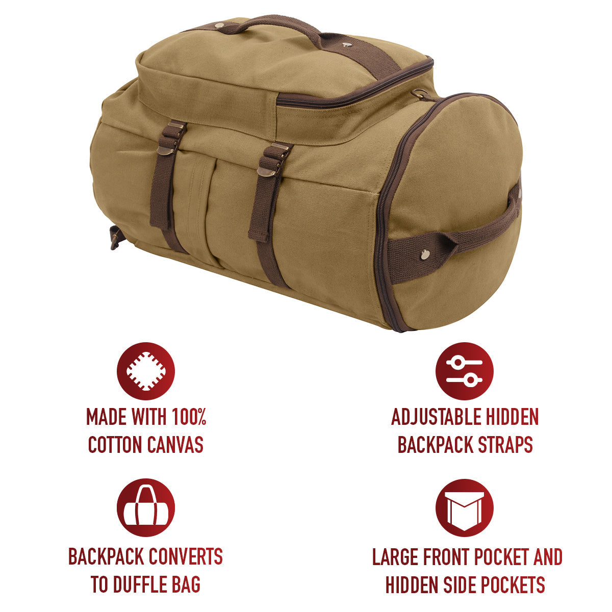 Rothco Convertible Canvas Duffle / Backpack - 19 Inches