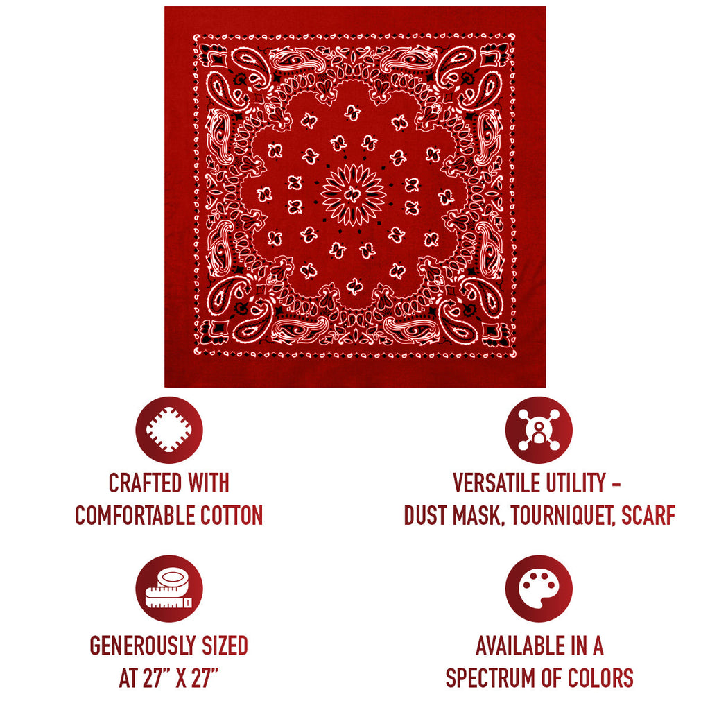 Rothco Trainmen Paisley Bandana – Extra-Large - 27” X 27"