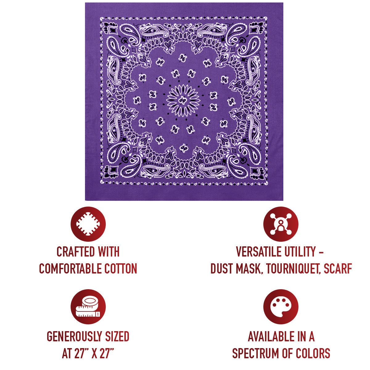 Rothco Trainmen Paisley Bandana – Extra-Large - 27” X 27"