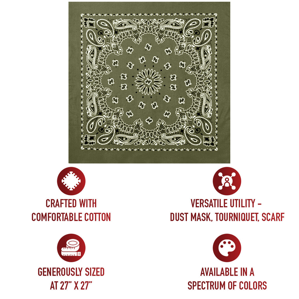 Rothco Trainmen Paisley Bandana – Extra-Large - 27” X 27"