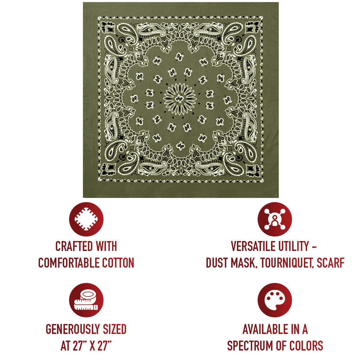 Rothco Trainmen Paisley Bandana – Extra-Large - 27” X 27"