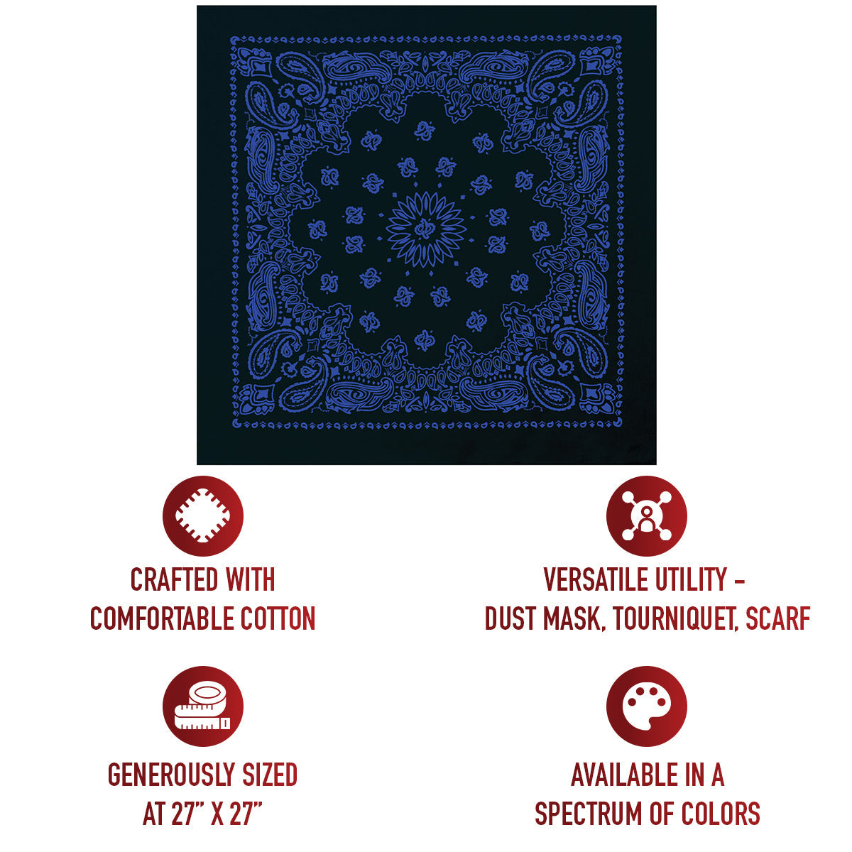 Rothco Trainmen Paisley Bandana – Extra-Large - 27” X 27"
