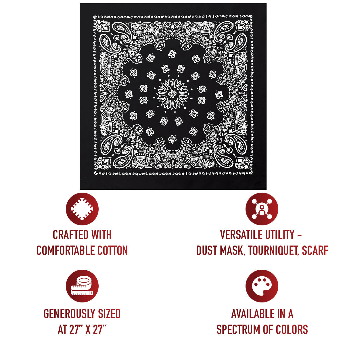 Rothco Trainmen Paisley Bandana – Extra-Large - 27” X 27"
