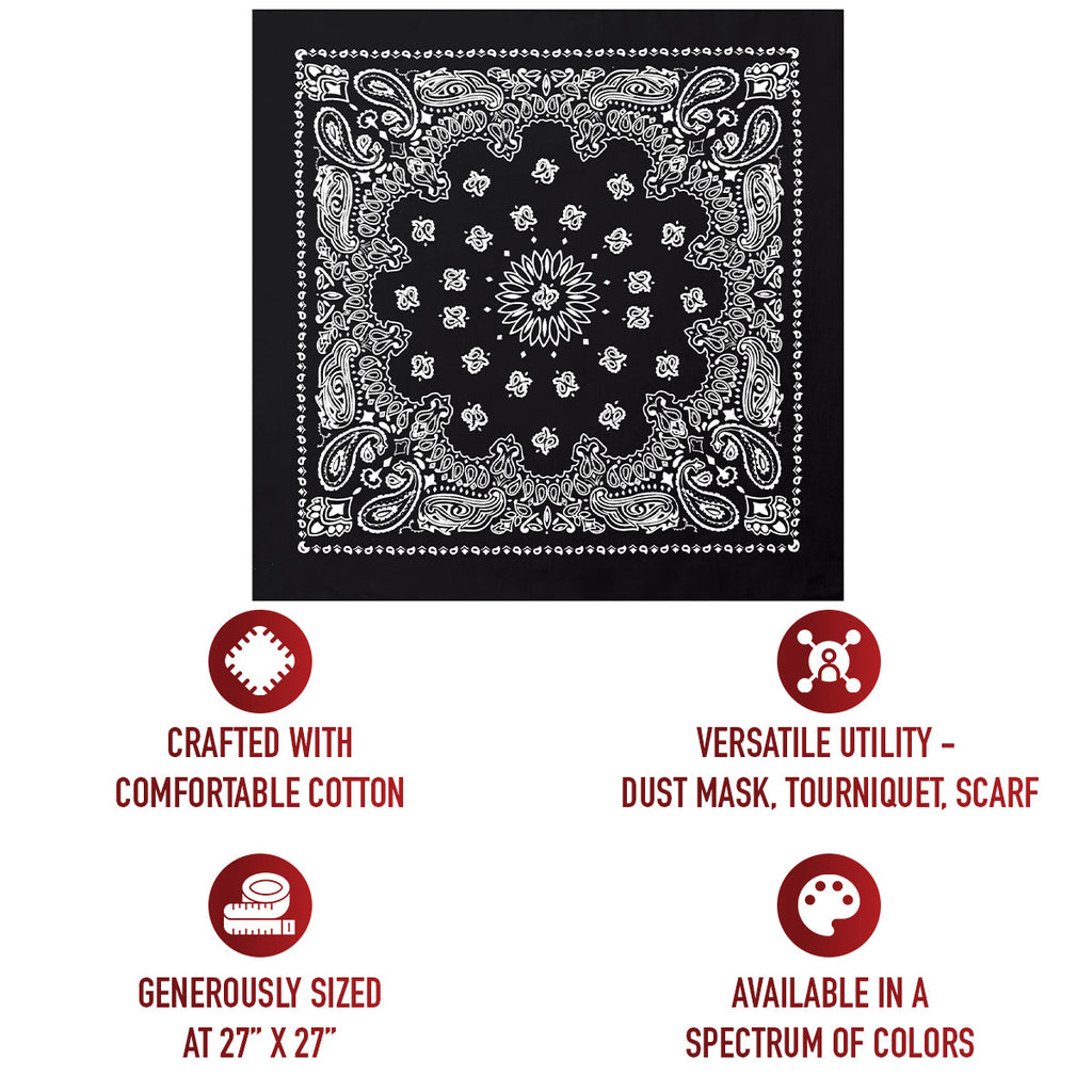 Rothco Trainmen Paisley Bandana – Extra-Large - 27” X 27"