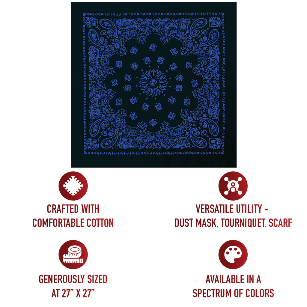 Rothco Trainmen Paisley Bandana – Extra-Large - 27” X 27"