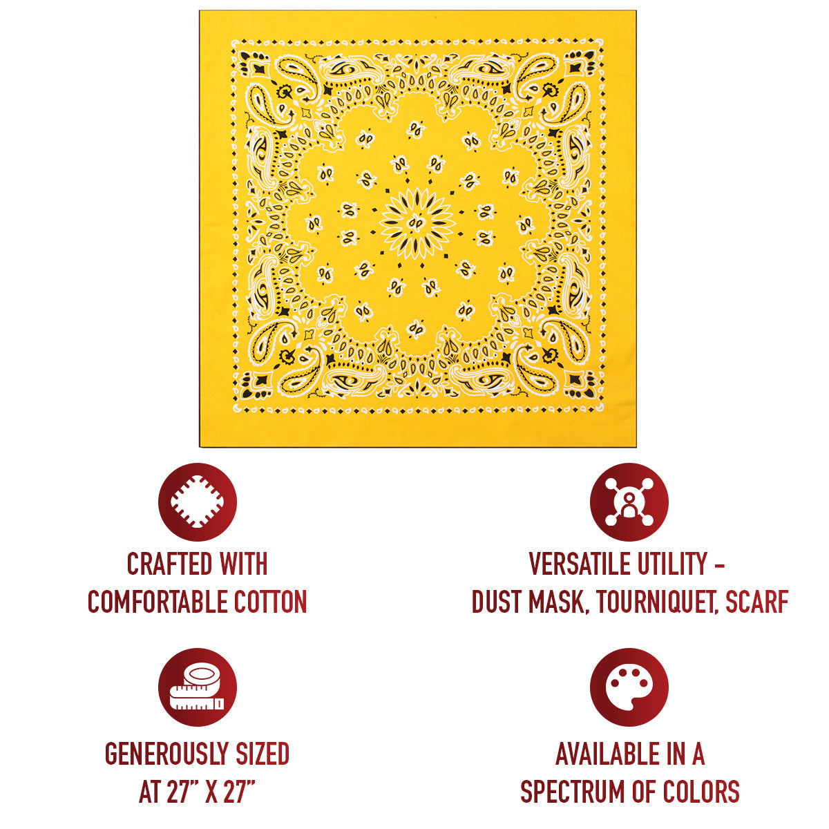 Rothco Trainmen Paisley Bandana – Extra-Large - 27” X 27"