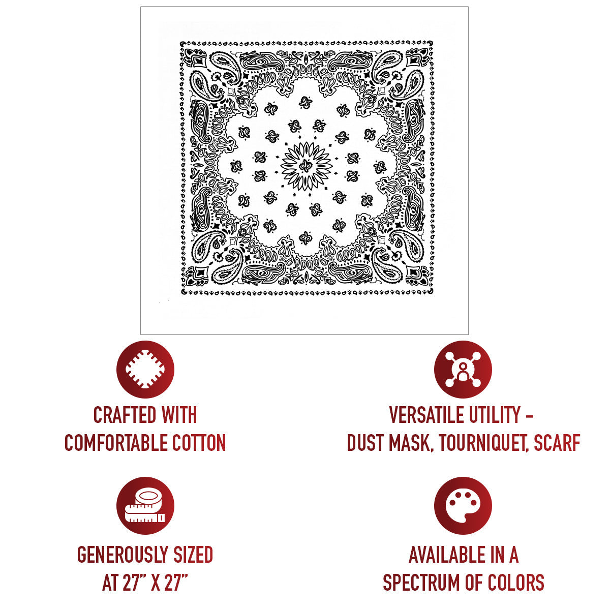 Rothco Trainmen Paisley Bandana – Extra-Large - 27” X 27"