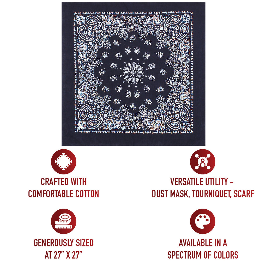 Rothco Trainmen Paisley Bandana – Extra-Large - 27” X 27"