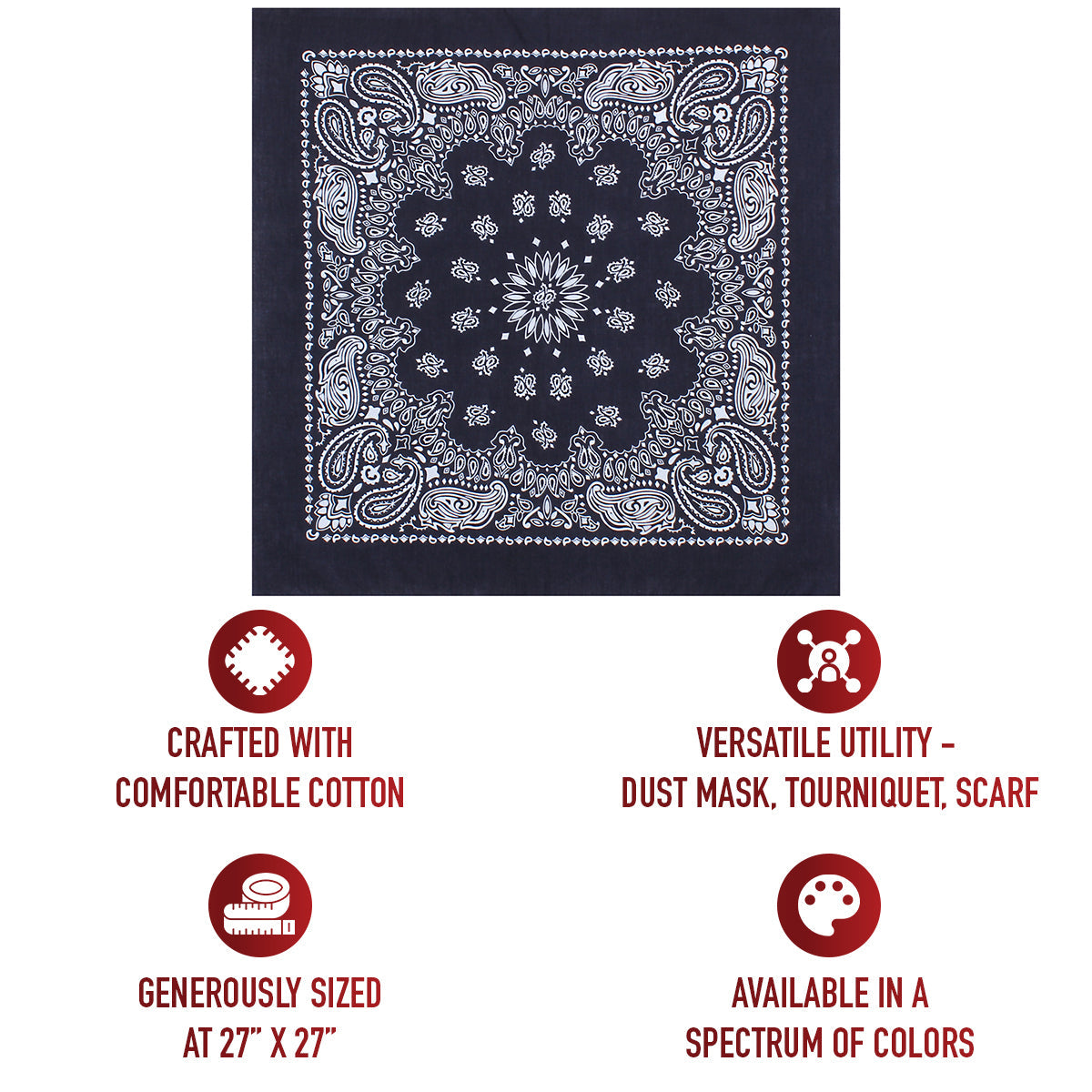 Rothco Trainmen Paisley Bandana – Extra-Large - 27” X 27"