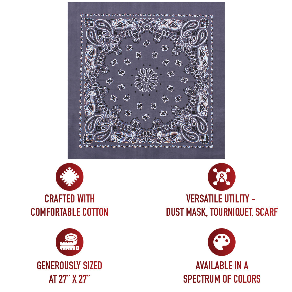 Rothco Trainmen Paisley Bandana – Extra-Large - 27” X 27"