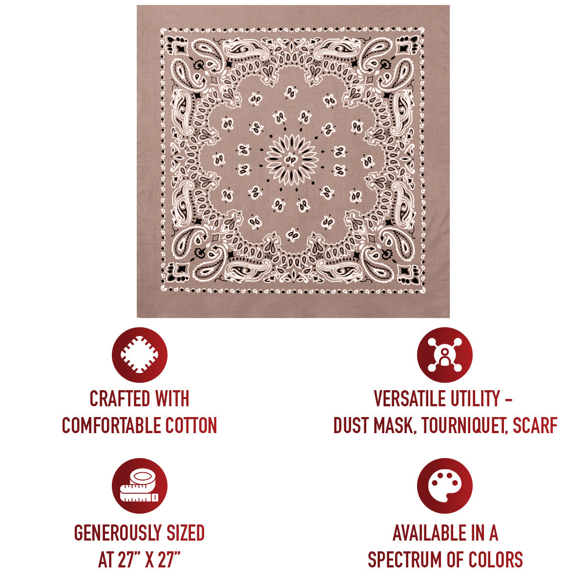 Rothco Trainmen Paisley Bandana – Extra-Large - 27” X 27"