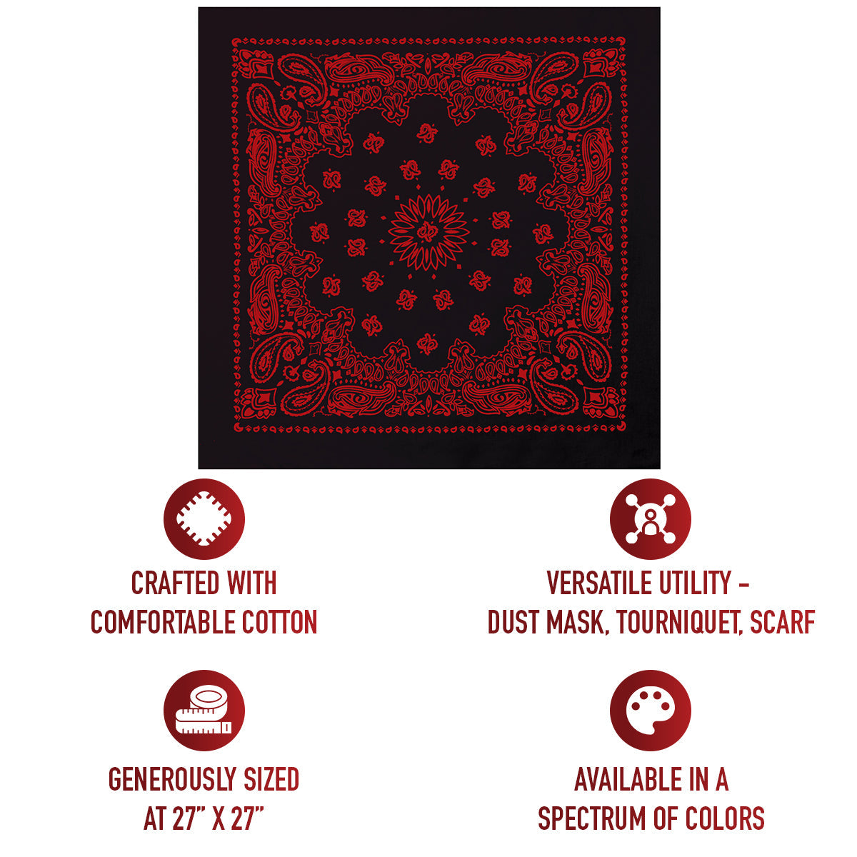 Rothco Trainmen Paisley Bandana – Extra-Large - 27” X 27"