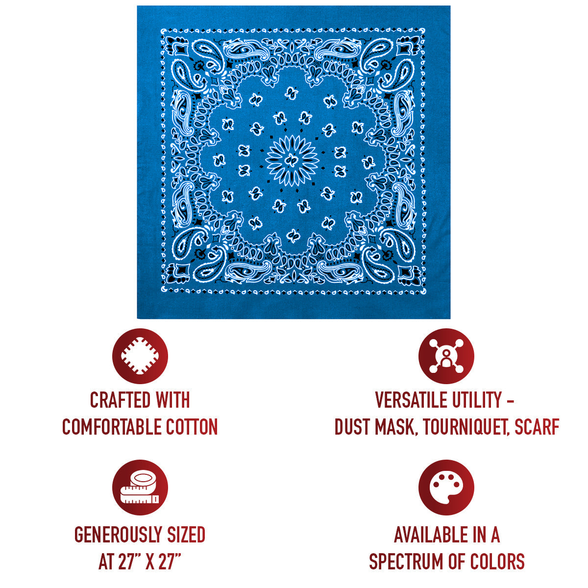Rothco Trainmen Paisley Bandana – Extra-Large - 27” X 27"