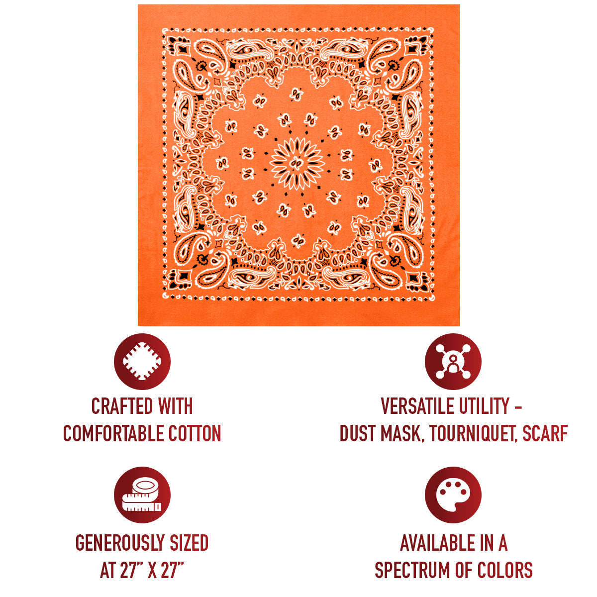 Rothco Trainmen Paisley Bandana – Extra-Large - 27” X 27"