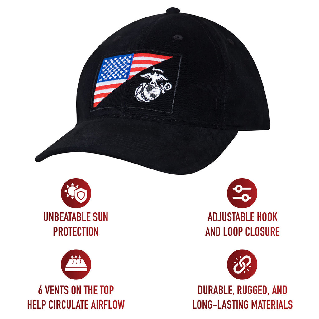 Rothco USMC Eagle, Globe and Anchor / US Flag Low Pro Cap