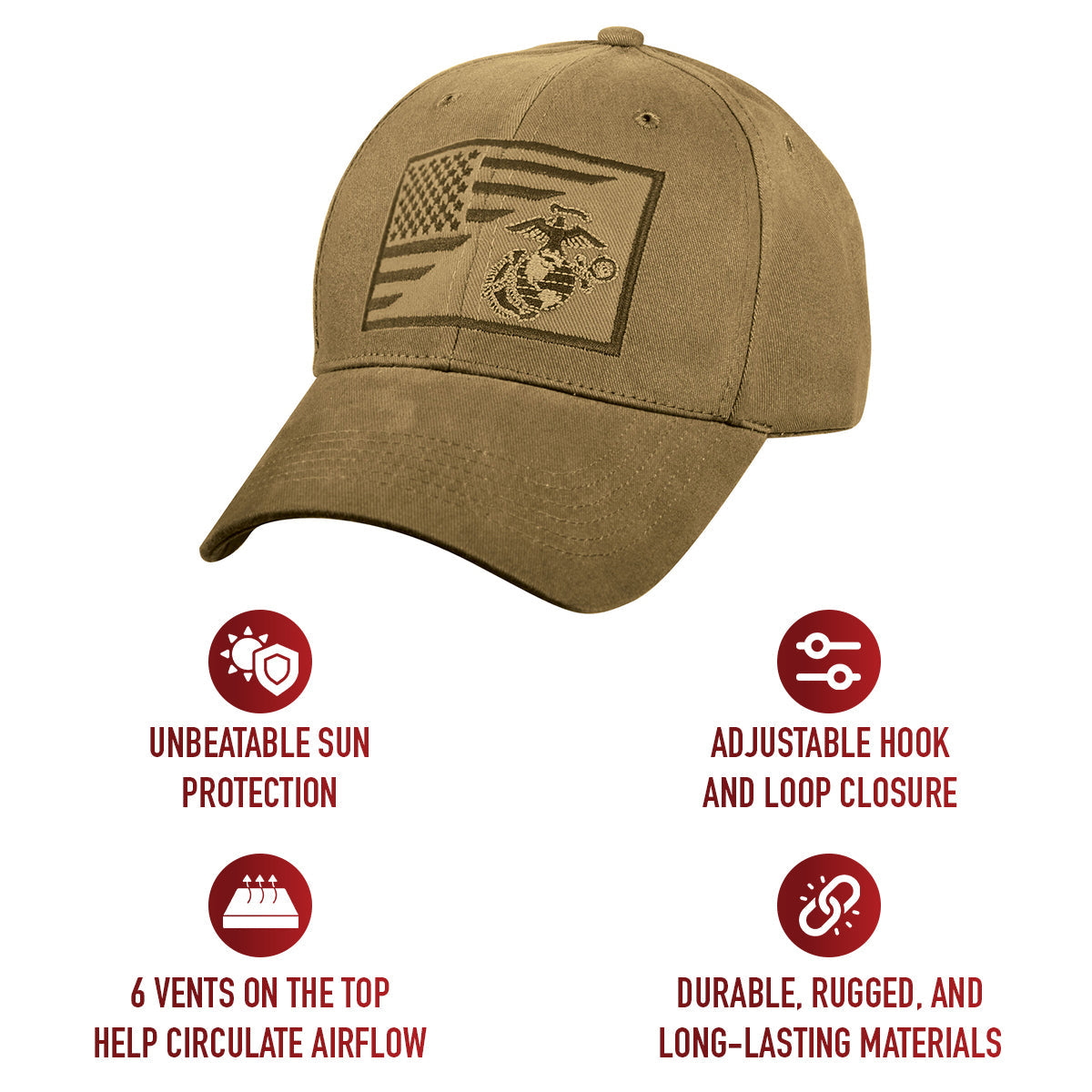 Rothco USMC Eagle, Globe and Anchor / US Flag Low Pro Cap